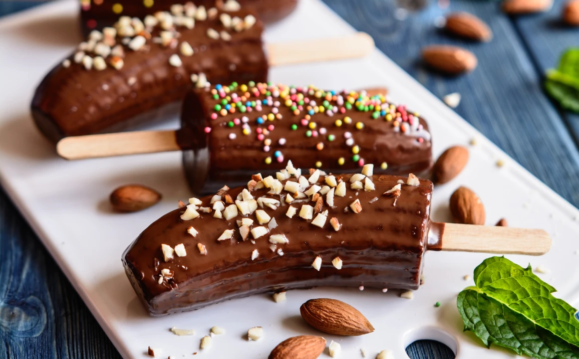 Chocolate-Covered Bananas with Almonds & Sprinkles
