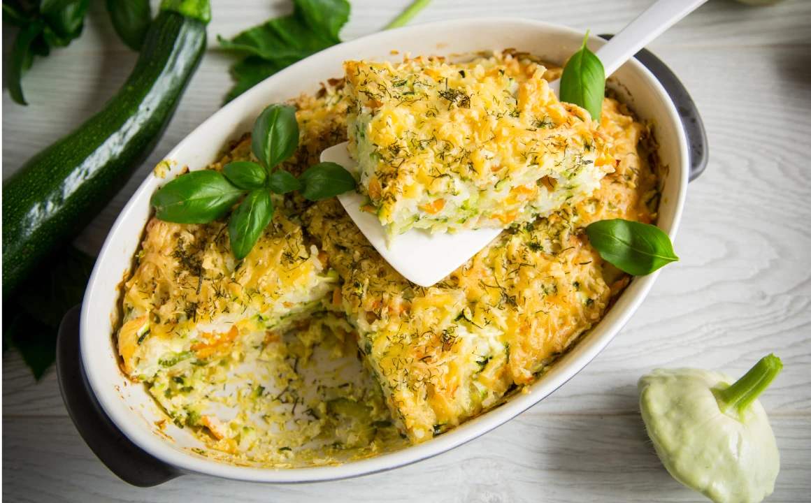 Patisson zucchini carrot casserole