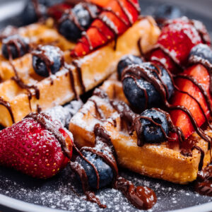 Belgian Waffle with Strawberries and Blueberries Recipe