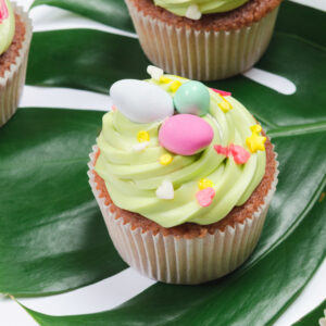 Pistachio Muffins for Easter with Light Green Pistachio Cream