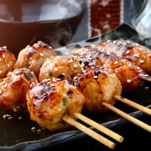 Japanese Tsukune (Grilled Chicken Meatballs with Sesame)