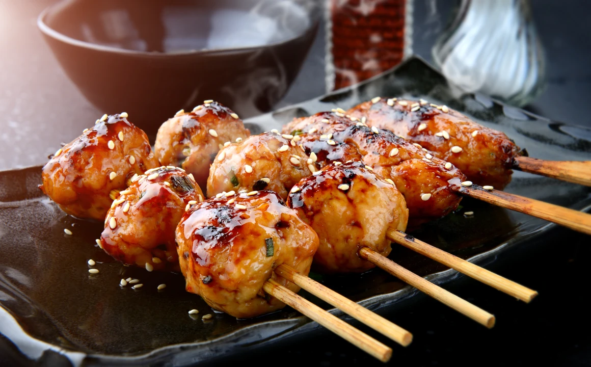 Japanese Tsukune (Grilled Chicken Meatballs with Sesame)