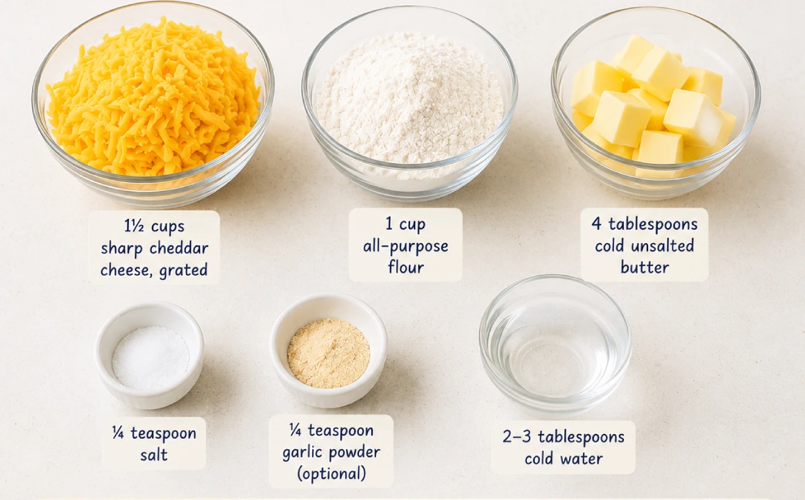 Ingredients to Homemade Cheese Crackers